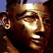 A golden head of Egyptian statue