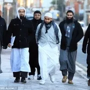 A group of Muslim men walking