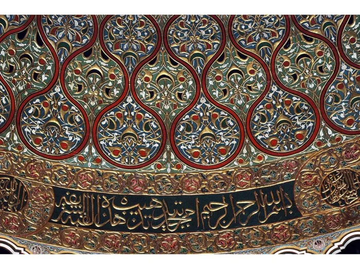 stain glass interior of the Al-Aqsa Mosque