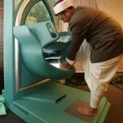 Man washing his feet