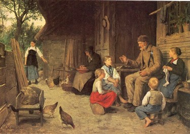 Grandfather Telling a Story paining by Albert Anker