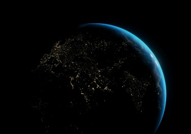 a view of the earth from space at night