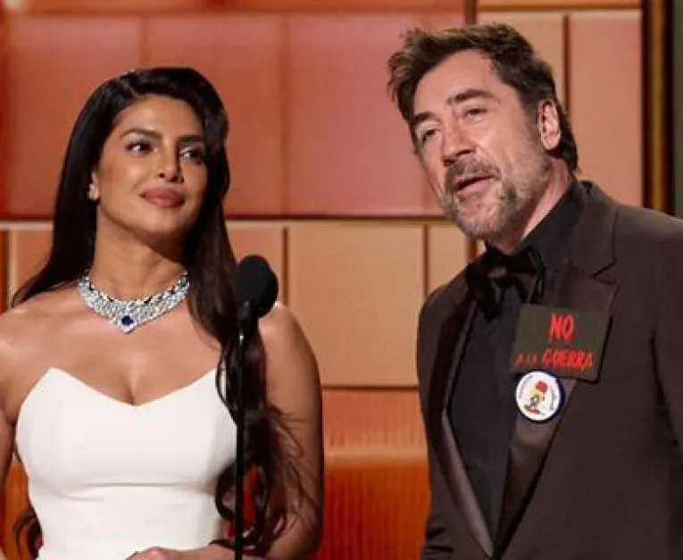 Javier Bardem at the Oscars showing solidarity